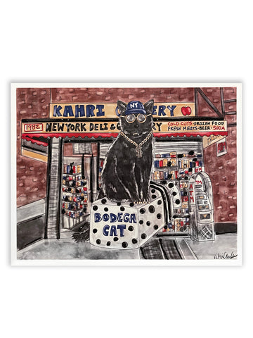 Bodega Cat Glitter Art Print