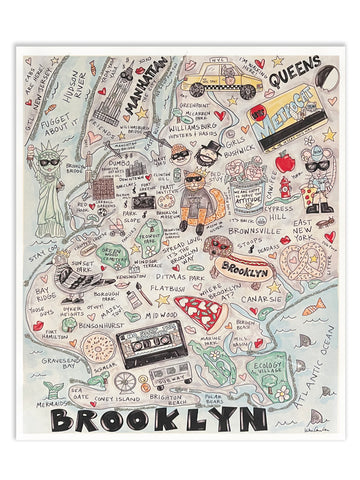 The Brooklyn Map Glitter Art Print