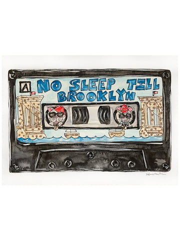 Cassette Glitter Original Watercolor Painting
