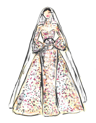 Elie Saab Couture Bride Watercolor Painting