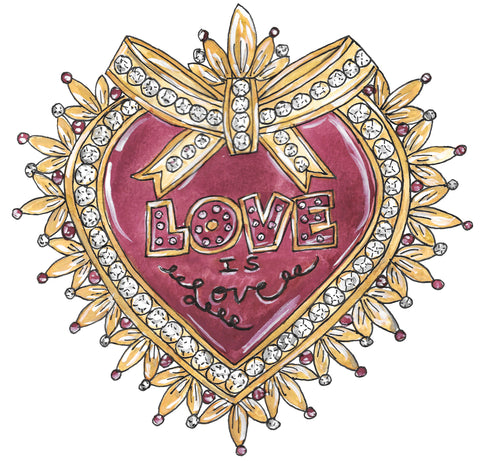 Glitter Love is Love Heart Watercolor Painting
