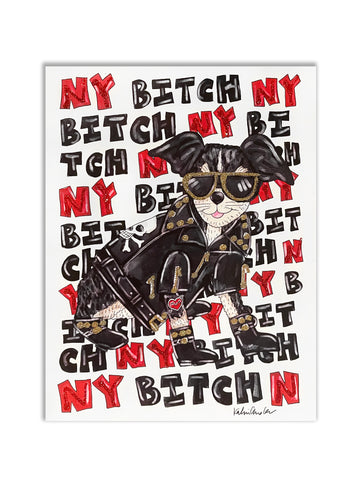 Biker Dog Glitter Art Print