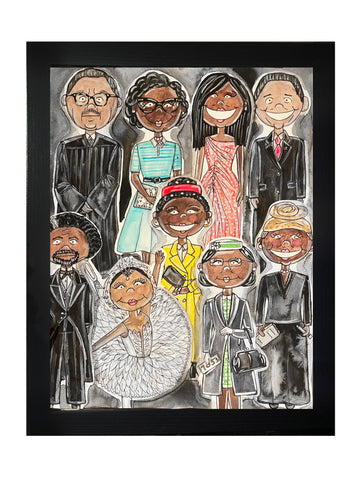 Black History Icons Collage Original Watercolor Painting