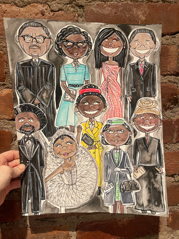 Black History Icons Collage Original Watercolor Painting