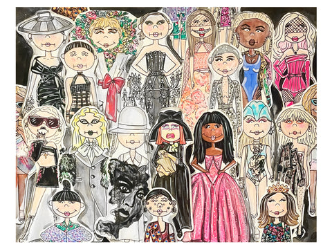 Fashion Week Collage Original Watercolor Painting