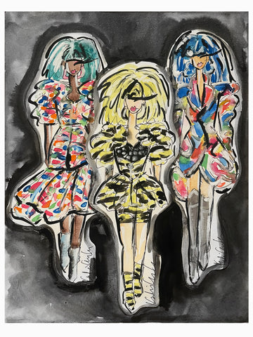 Jeremy Scott Runway Watercolor Collage Painting