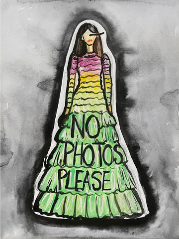 No Photos Please Watercolor Collage Painting