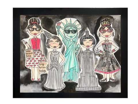 NYC Collage Original Watercolor Painting