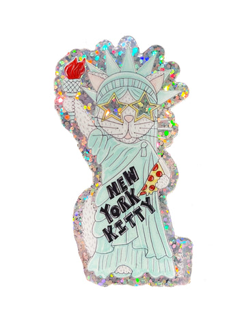 NY Kitty Glitter Vinyl Sticker