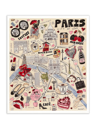 Paris Map Glitter Art Print