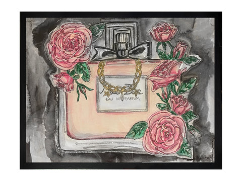 Pink Perfume Watercolor Painting