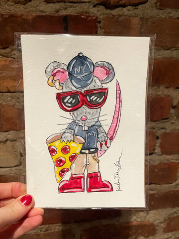 NYC Rat Series - 5" x 7" Original Watercolor Paintings