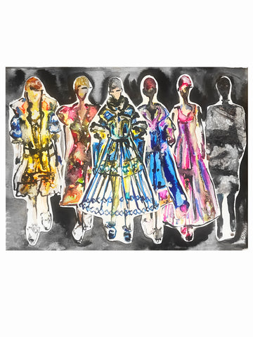 Runway 3 Collage Watercolor Painting