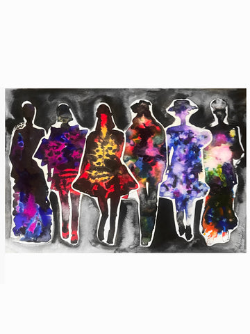 Runway 5 Collage Watercolor Painting