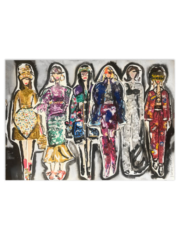 Runway 6 Collage Original Watercolor Painting