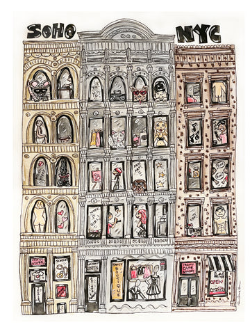 Soho Glitter Original Watercolor Painting - Collector's Edition