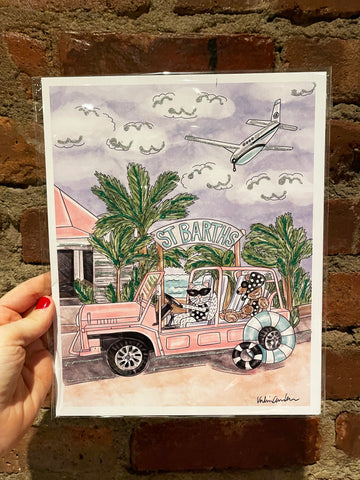 St. Barths Minimoke Glitter Art Print