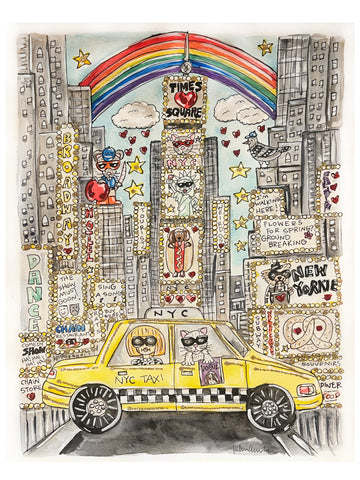 Times Square Anna Glitter Watercolor Painting