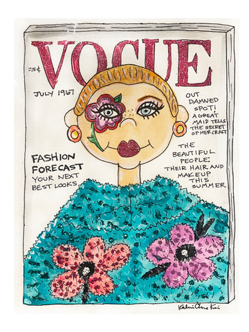 Glitter Vogue Cover Watercolor Painting