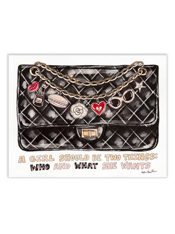 Quilted Handbag Glitter Art Print