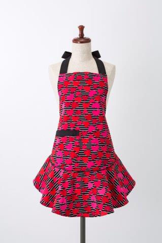 Red Hearts Stripes Mary Jean Apron
