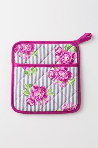 Purple Floral Stripes Pot Holder