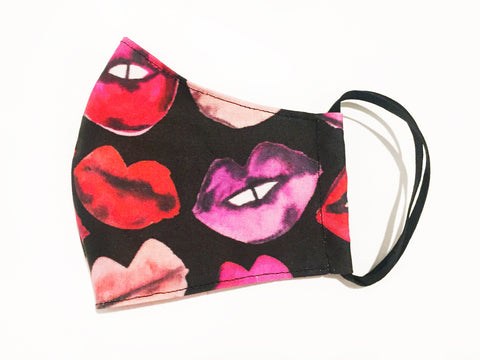 Black Lips Face Mask with Filter Pocket