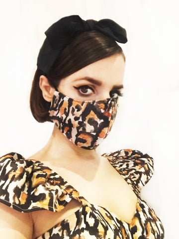 Leopard Face Mask with Filter Pocket