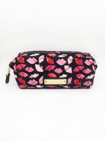 Quilted Lips Nylon Small Pouch