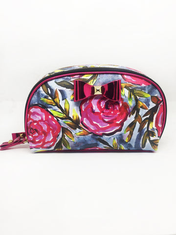 Pink Floral Bow Double Zip Dome