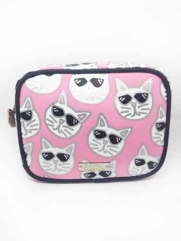 Cool Kitty Neoprene Large Cosmetic Bag