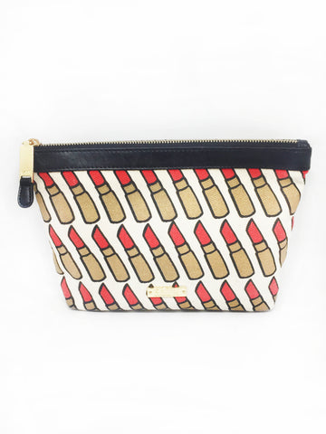 Red Lipstick Canvas Large Cosmetic Bag