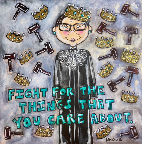 Notorious RBG Glitter Quote Painting