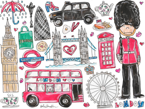 I Love London Watercolor Painting