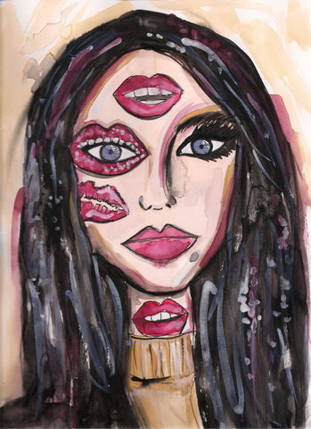 Margiela Lips Watercolor Painting