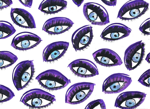 Purple Eyes Watercolor Painting