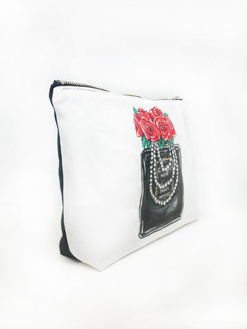 Lipstick White Glitter Large Cosmetic Bag – Kahri by KahriAnne Kerr