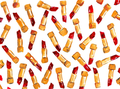 Blood Red Lipstick Watercolor Painting