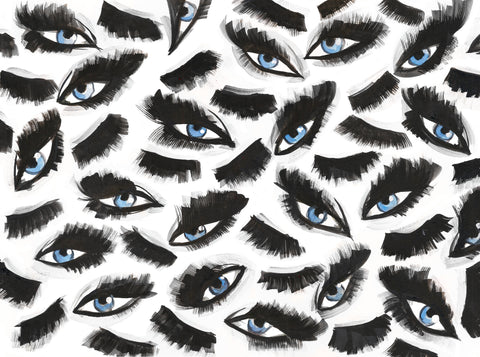 Blue Eyes Lashes Watercolor Painting