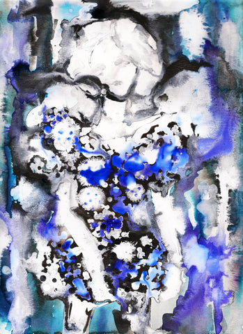 Blue Couture Watercolor Painting