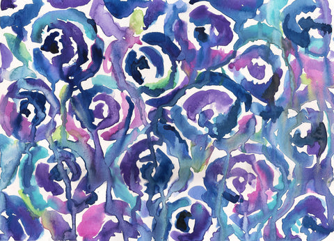 Blue Roses Watercolor Painting