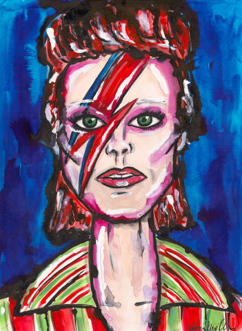 Bowie Portrait Watercolor Painting