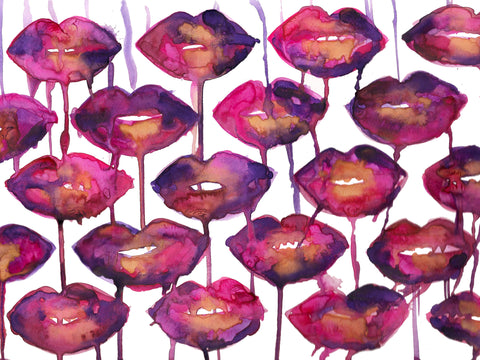 Colorful Lips Watercolor Painting
