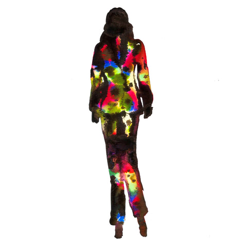 Rainbow Suit Girl Watercolor Painting