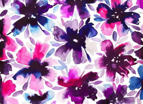 Purple Flowers Watercolor Painting