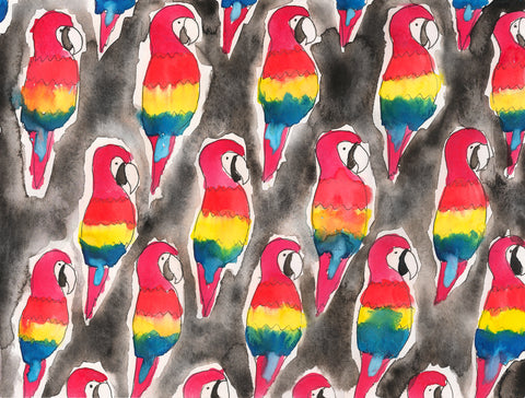 Parrots Watercolor Painting