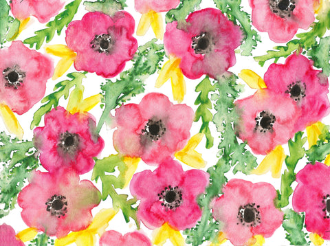 Pink Bleeding Flowers Watercolor Painting