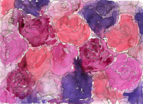 Pink Roses Watercolor Painting