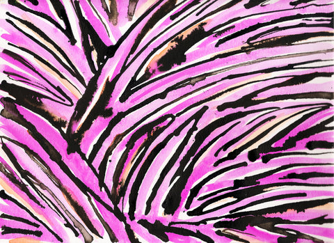 Pink Zebra Watercolor Painting