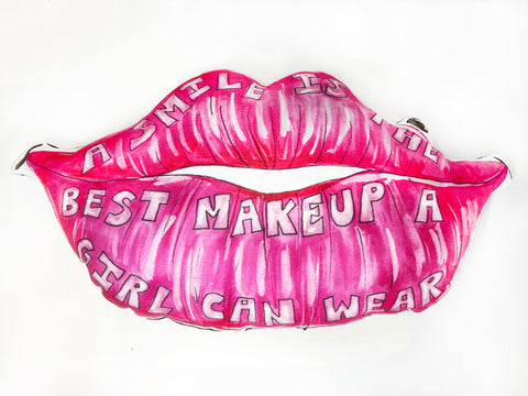 Pink Lips Quote Pillow